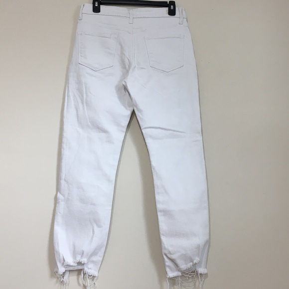 L.T.J. Letter To Juliet High Rise White Romeo Distressed Straight Raw Hem Jeans - Picture 2 of 16
